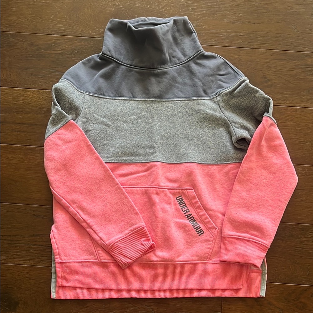 Under Armour Pink and Gray Sweatshirt with Mock Turtleneck